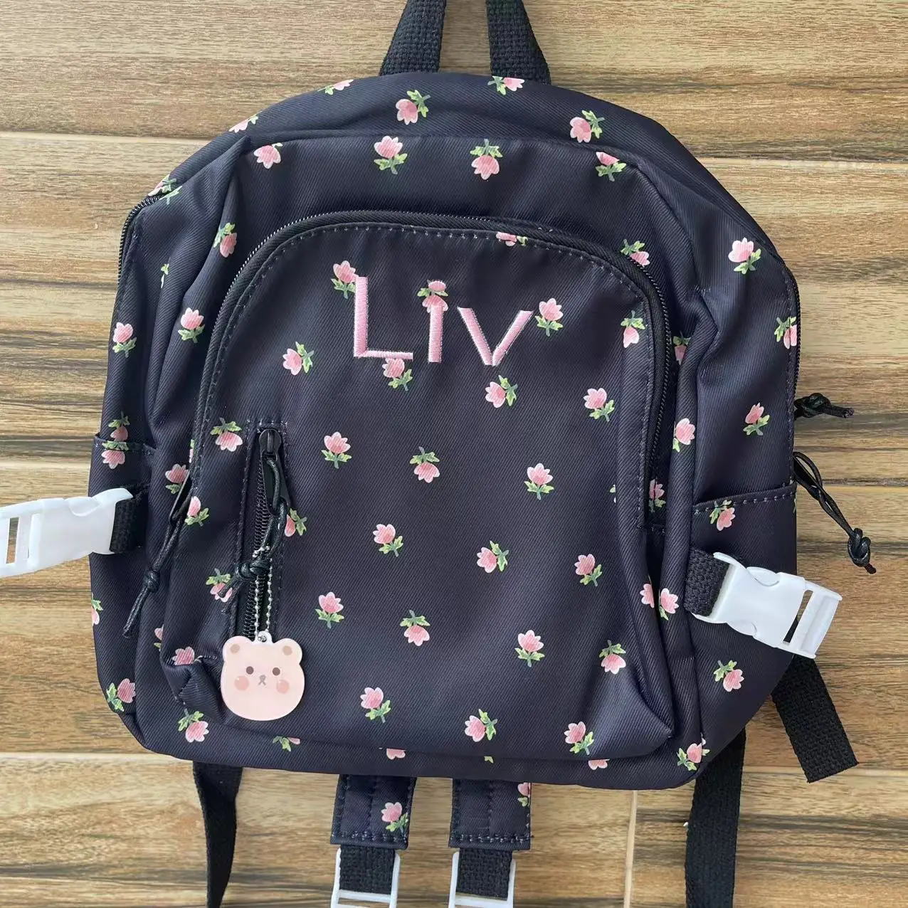 

Personalised Embroidery Name Floral Backpack School Kawaii Backpack for Girls, Casual Daypack Ladies Backpacks Rucksack Handbags