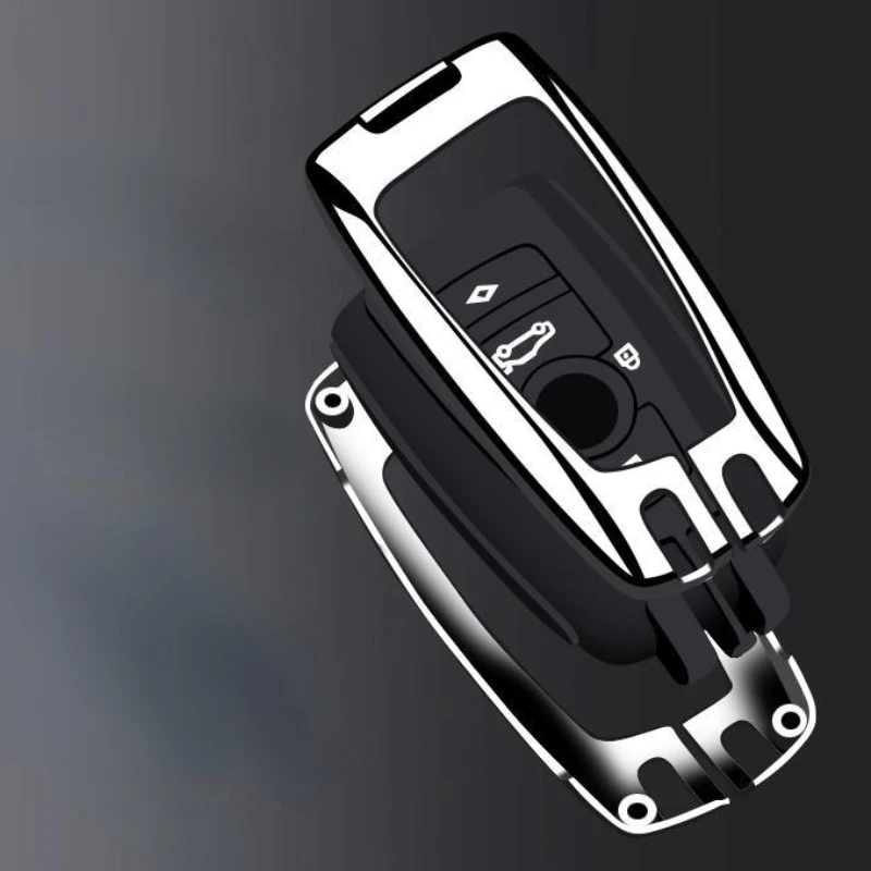 

For BMW X1 iX1 U11 3 5 7 Series X3 X4 X5 Zinc Alloy Silver Car Key Protection Shell Smart Remote Key Cover Car Accessories