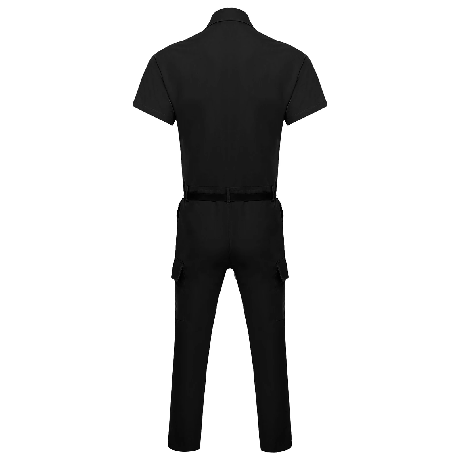 Casual Cargo Romper Coverall Men Short Sleeve Slim Fit Daily Jumpsuit Overalls with Belt Purse Bodysuit Casual Work Clothing