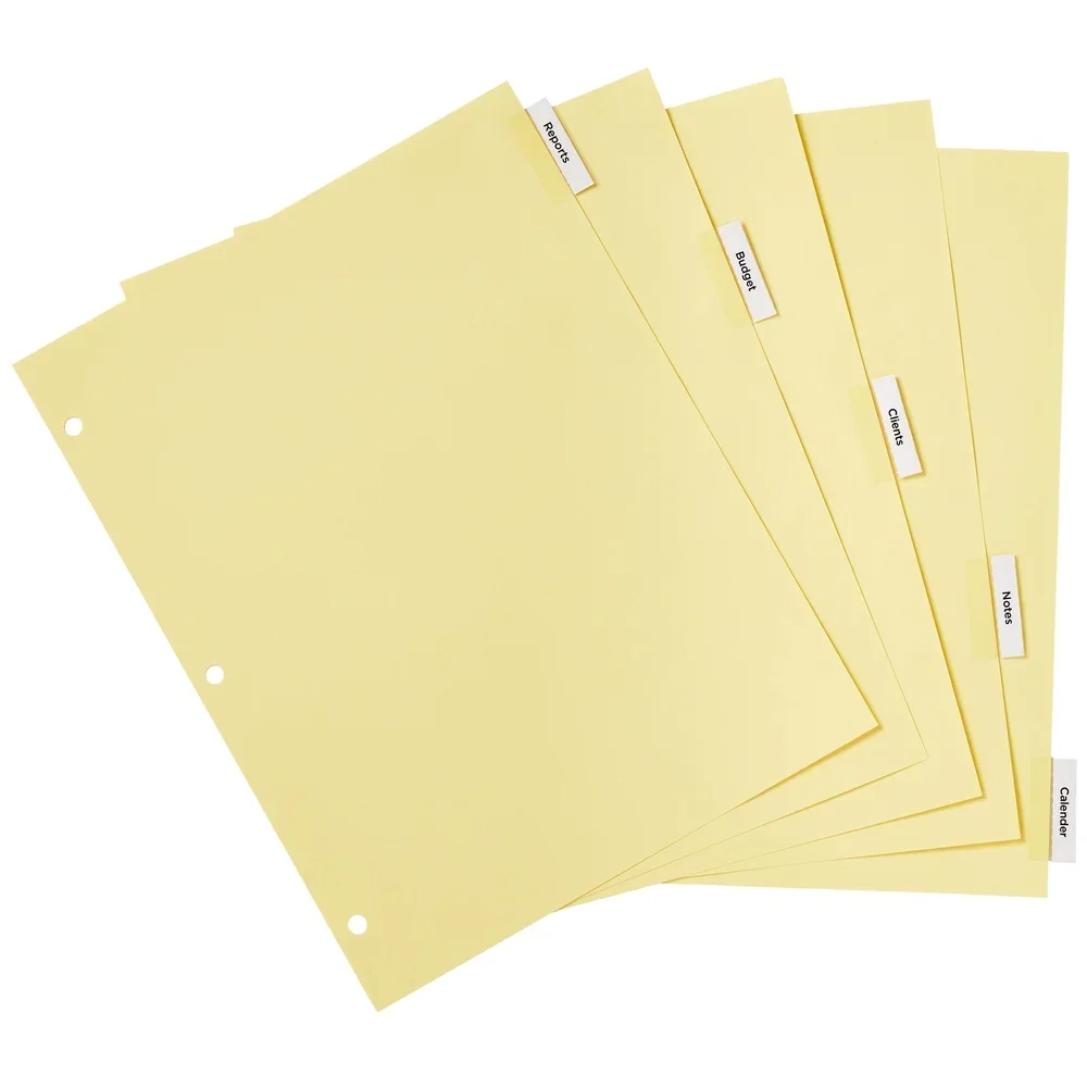 Divisori di carta inseribili 5 schede trasparenti Colore buff 6 set Raccoglitori per organizzazione Ufficio scolastico Uso domestico