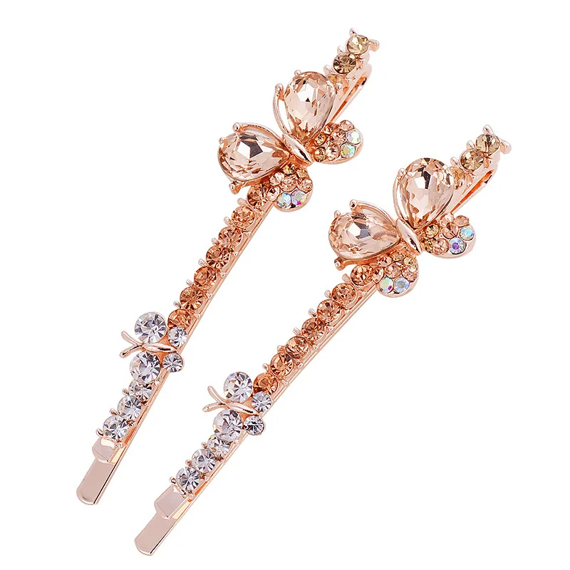 EASYA Classic Design 5 Colors Rhinestone Crystal Butterfly Hairpin Barrettes Jewelry New Fashion Sparkling Hair Clips For Women