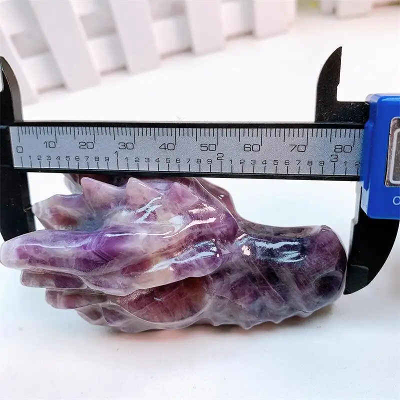 Natural Dream Amethyst Dragon Head Skull Healing Polished Quartz Crystal Figurine Holiday Gift Home Room Decoration 1PCS