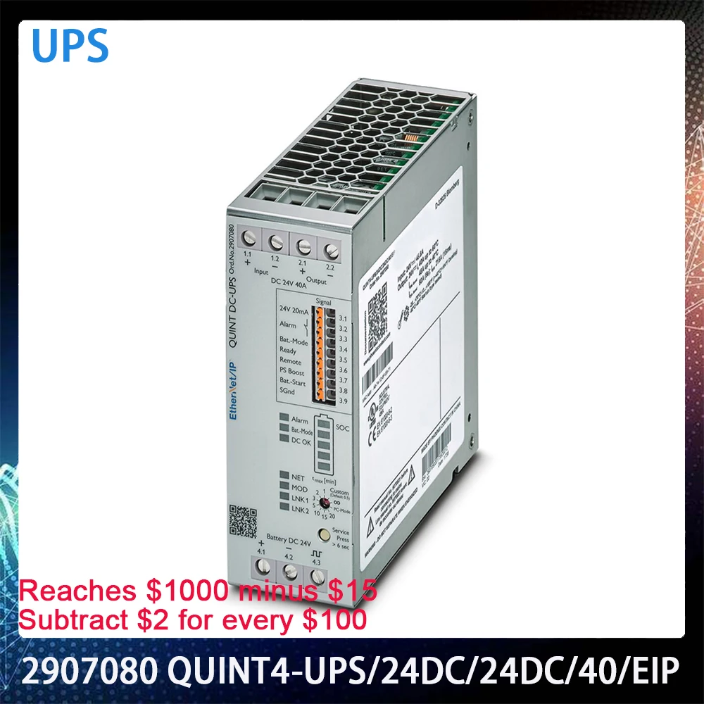 2907080 QUINT4-UPS/24DC/24DC/40/EIP For Phoenix UPS 24VDC/40A RJ45 Uninterruptible Power Supply Works Perfectly Fast Ship