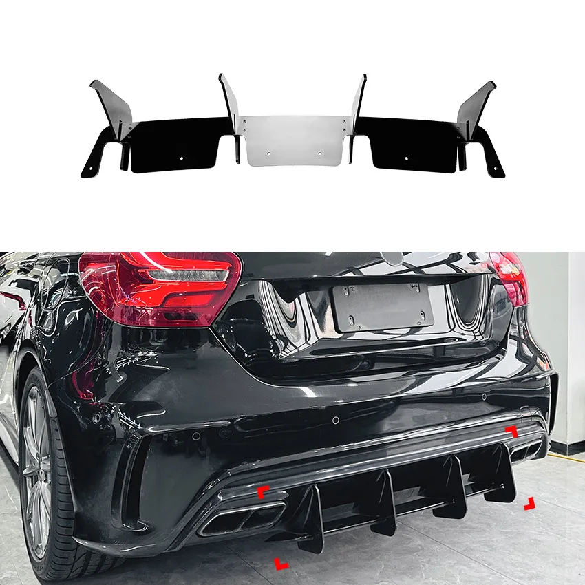 

For Mercedes-Benz A-Class W176 Hatchback/A45/AMG Rear Bumper Diffuser Lip Splitter Body Kit Accessories Spoiler