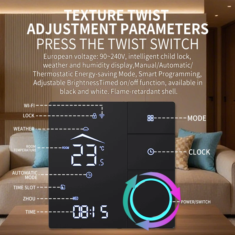 Smart Life WiFi Smart Floor Heating Thermostat, Water/Electric/Gas Temperature Controller, Compatible with Alexa & Google Yandex
