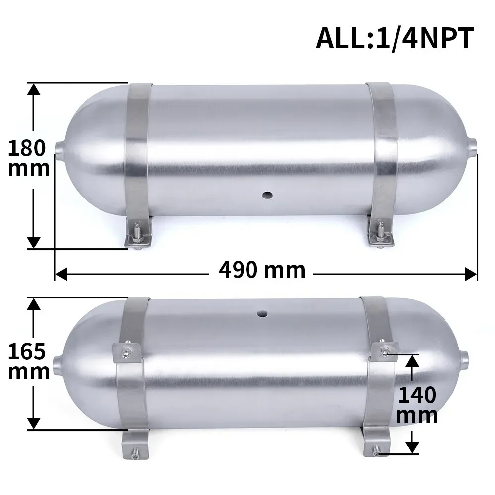 Aluminum seamless fuel tank suitable for 3 gallon air tank of Air Ride suspension system large capacity torpedo type