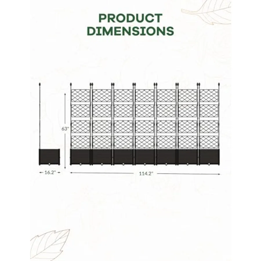 7PCS Modular Raised Garden Bed Planter Box Kit with Metal Trellis, Planting for Patio Privacy Screen, Trellis Planter for Small