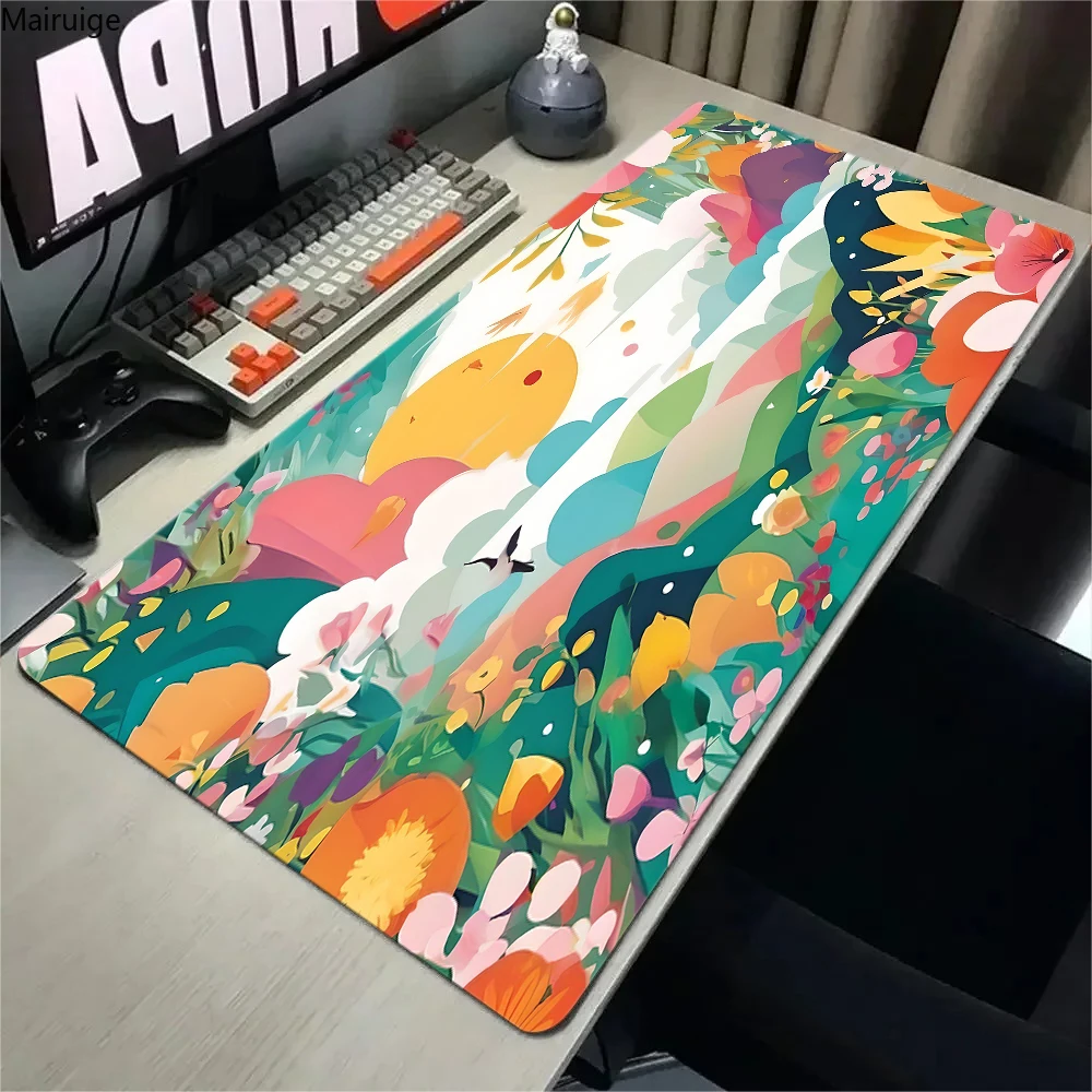 

Large HD Print Rubber Mouse Pad landscape mountain flower cartoon Mouse Pad XXL Extended Mouse pad Pc Computer Non-slip Carpet