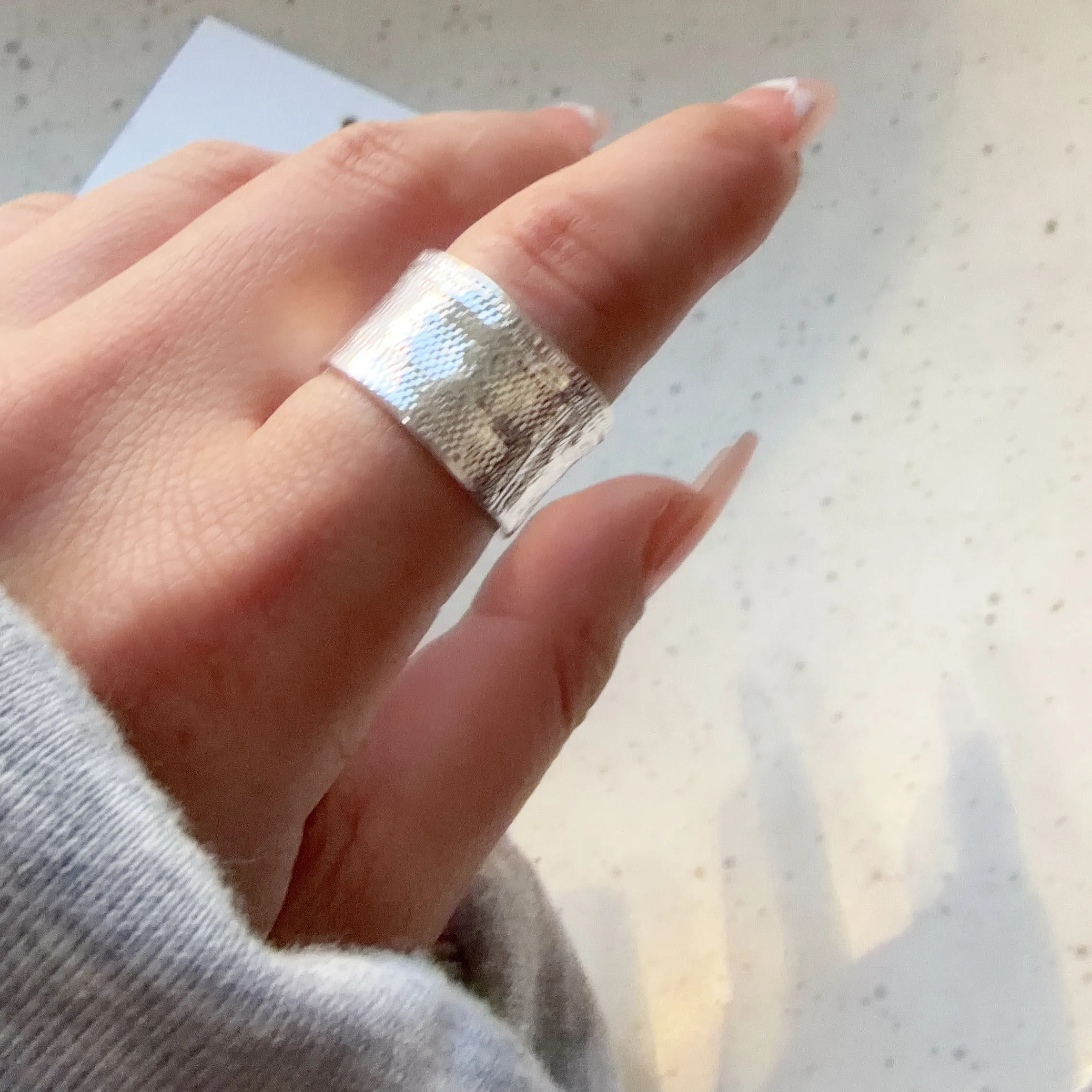 925 Sterling Silver Rings For Women Men Double Layered Wide Flat Open Ring For Birthday Party Gift