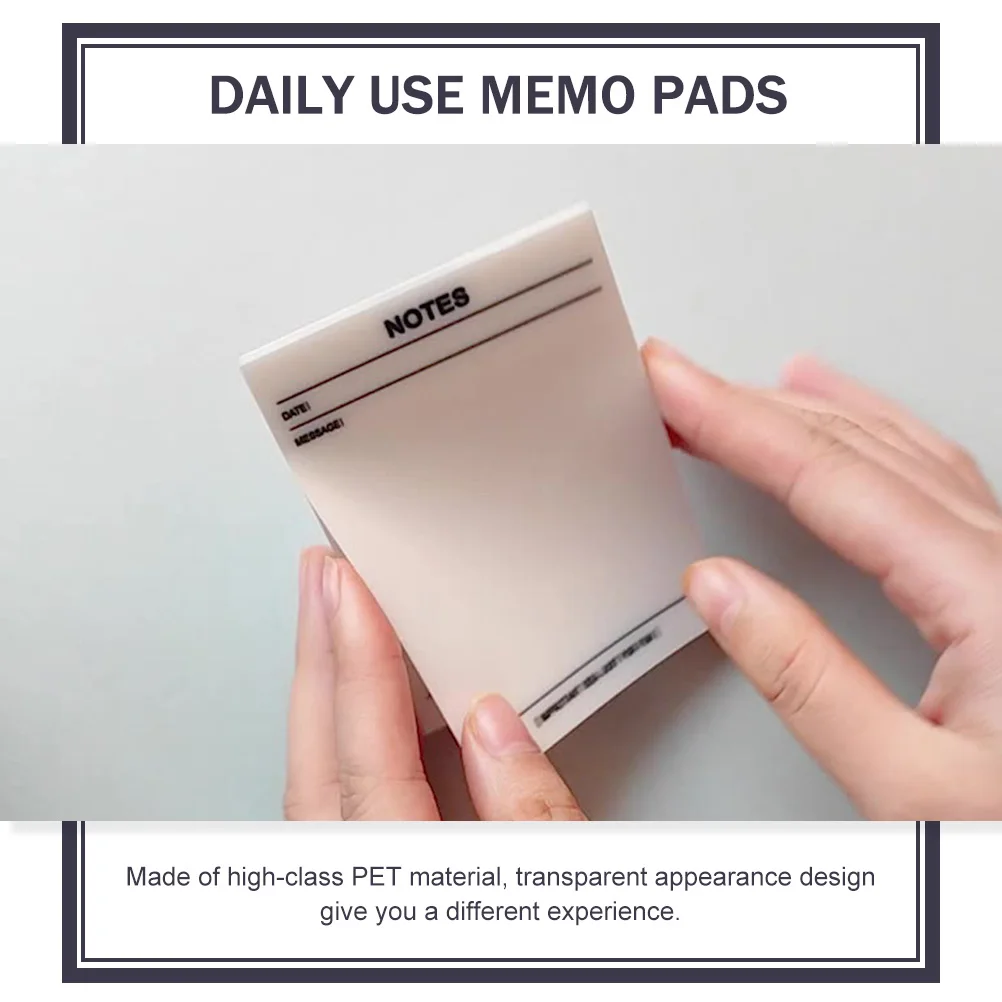 

Transparent PET Memo Pads Self Adhesive Note Stickers Daily Use Household Multi Function School Compact Long Term No Traces
