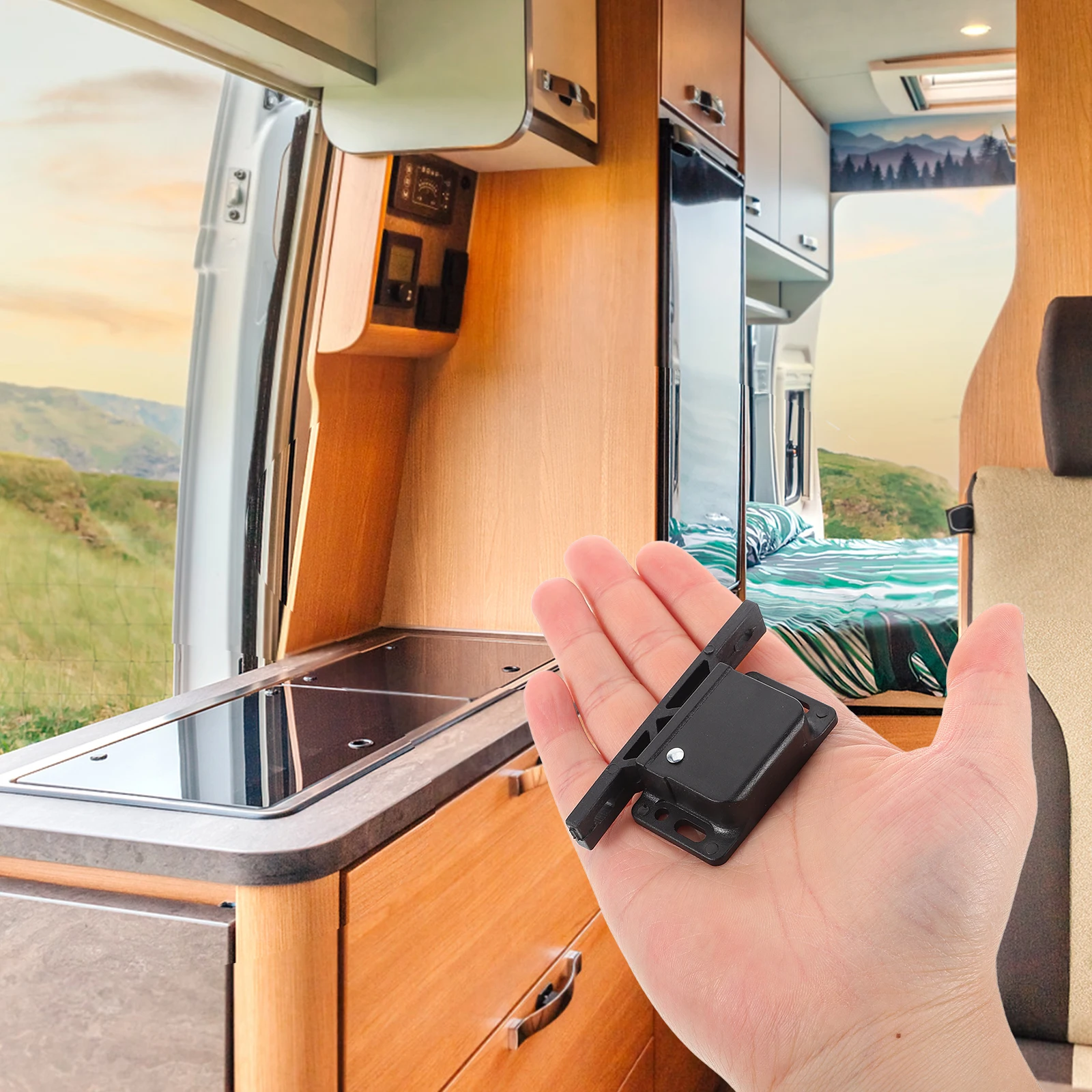 

4set Push Button Latch For Rv Trailer Cabinet Drawer With Pull Force Replacement Hardware Mount Catch Lock Baggage Catch