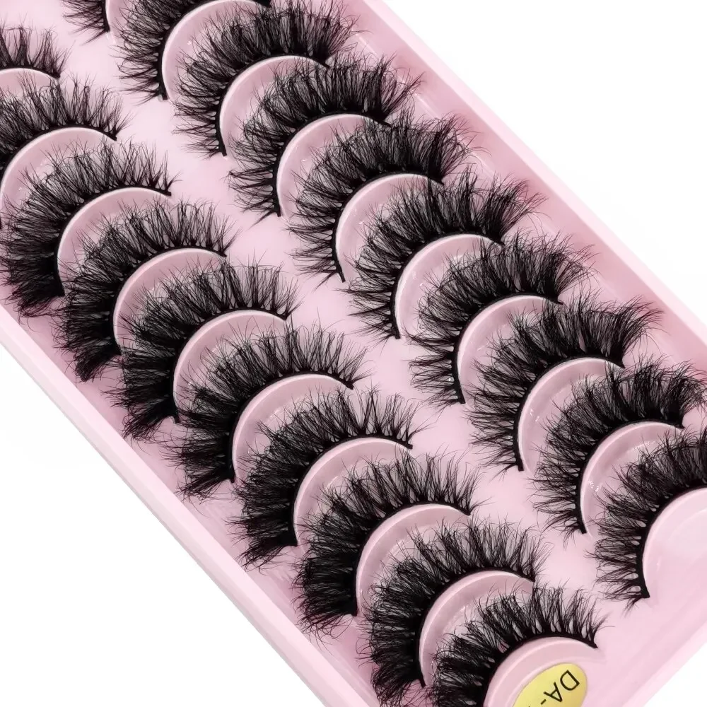 

False Eyelashes Cat-Eye Fluffy Faux Mink Lashes 8D Wispy Lashes 10 Pairs Pack Dramatic Long Thick Volume Eyelashes