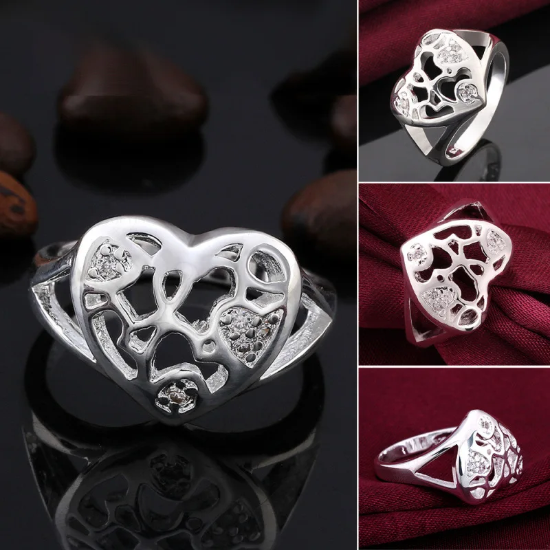 New 925 Sterling Silver 7-10# Personalized Heart Zircon For Women Fashion Charm Engagement Gift Jewelry Accessories