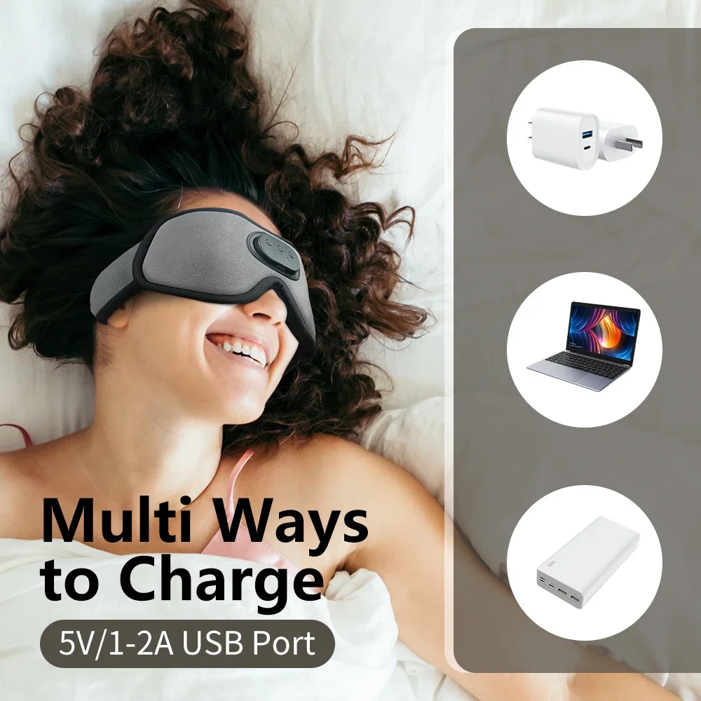 Cuffie con maschera per gli occhi per il sonno Bluetooth premium - Miscelazione di cuffie per il sonno 3D Innovazione per il suono del sonno Maschera per gli occhi Bluetooth