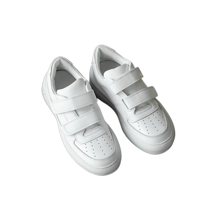 

Withered British Fashion White Sneakers Made Of Genuine Leather Breathable Comfortable 6cm Thick Soled Vulcanized Shoes Women