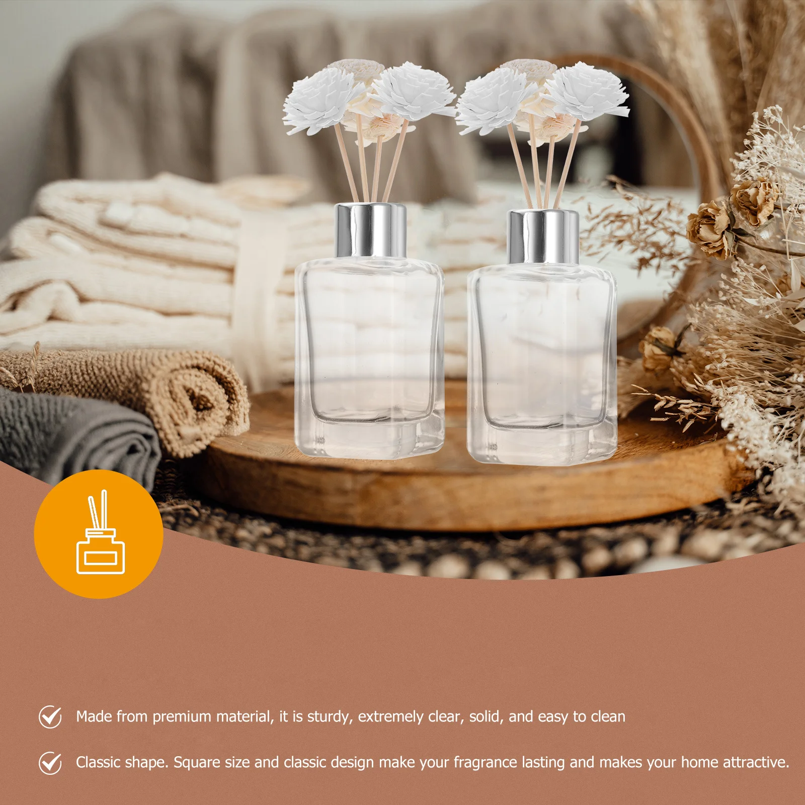 4-teiliges Auto-Parfüm-Diffusor-Glasflaschen, nachfüllbar, auslaufsicher, Organizer-Set für ätherische Öle, Zuhause, Badezimmer, Schminktisch