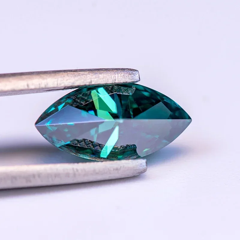Moissanite Stone Marquise Cut Naturally Emerald Green Color VVS1 with GRA Certificate Gemstone Charms Jewelry Making Materials