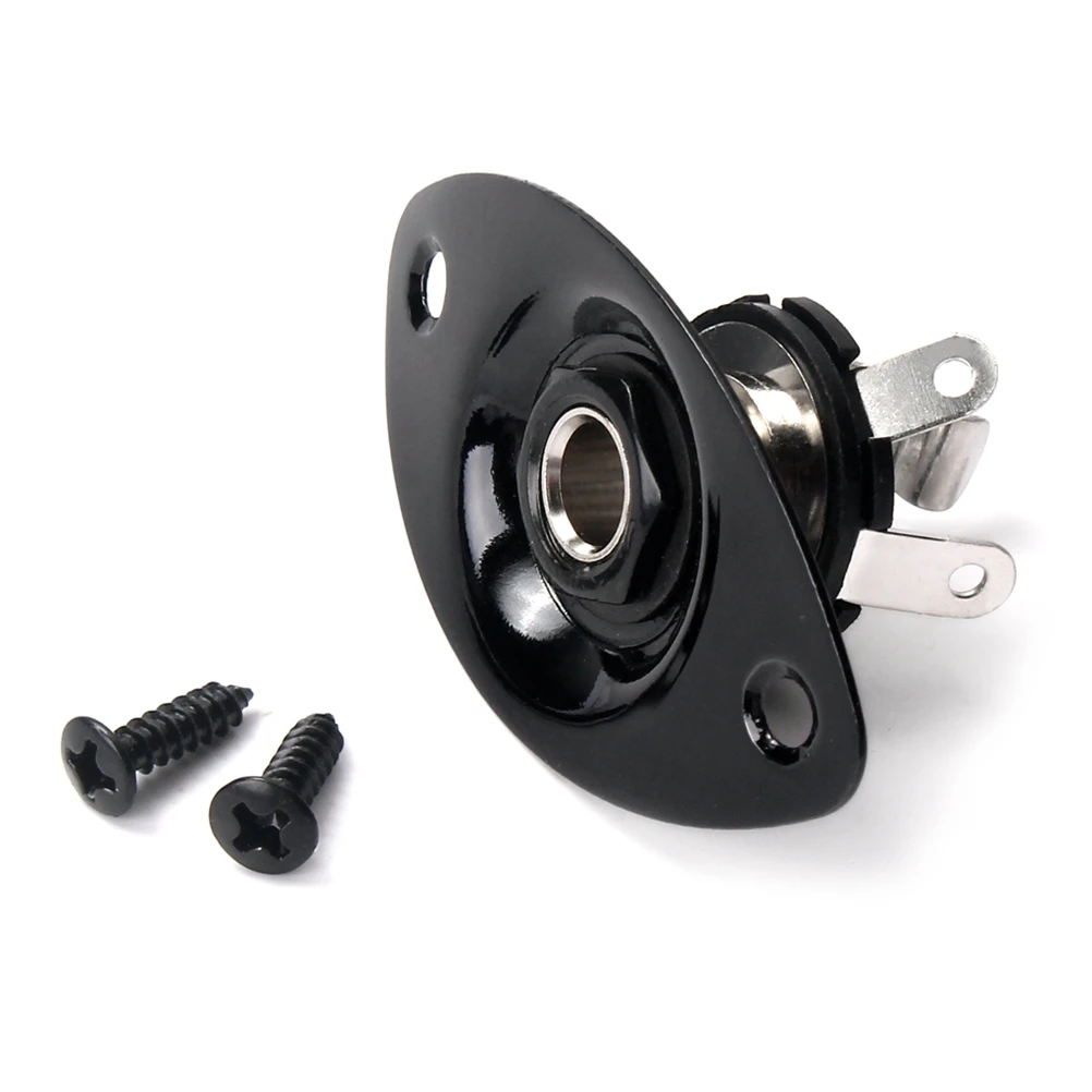 

1/4 Inch 6.35Mm Black Jack Socket Electric Guitar Pickup Output Input Oval Plug Connector Replacement For Bass Guitar Durable