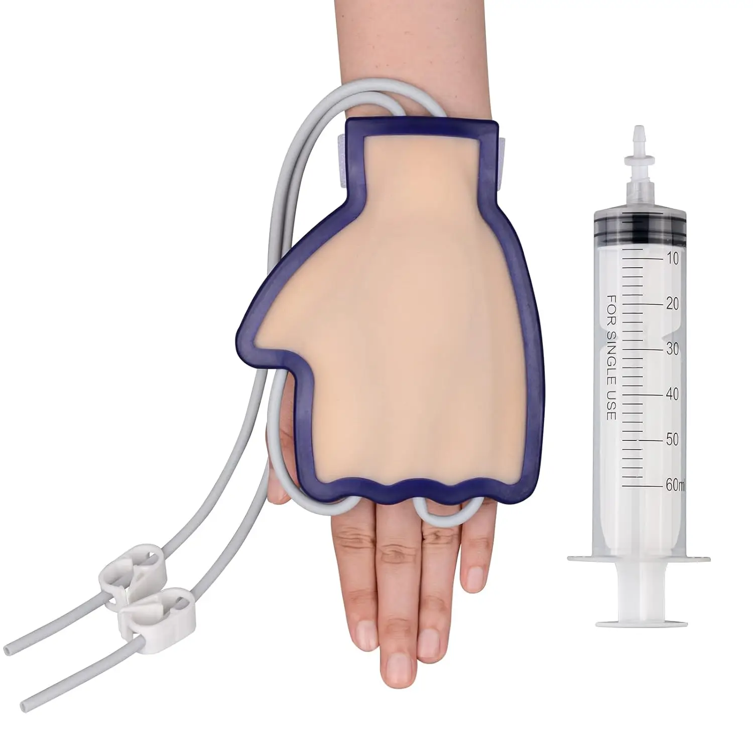 Dorsal Hand IV Injection Trainer Model Phlebotomy & Venipuncture Practice Wearable Kit for Medical Student Training Education