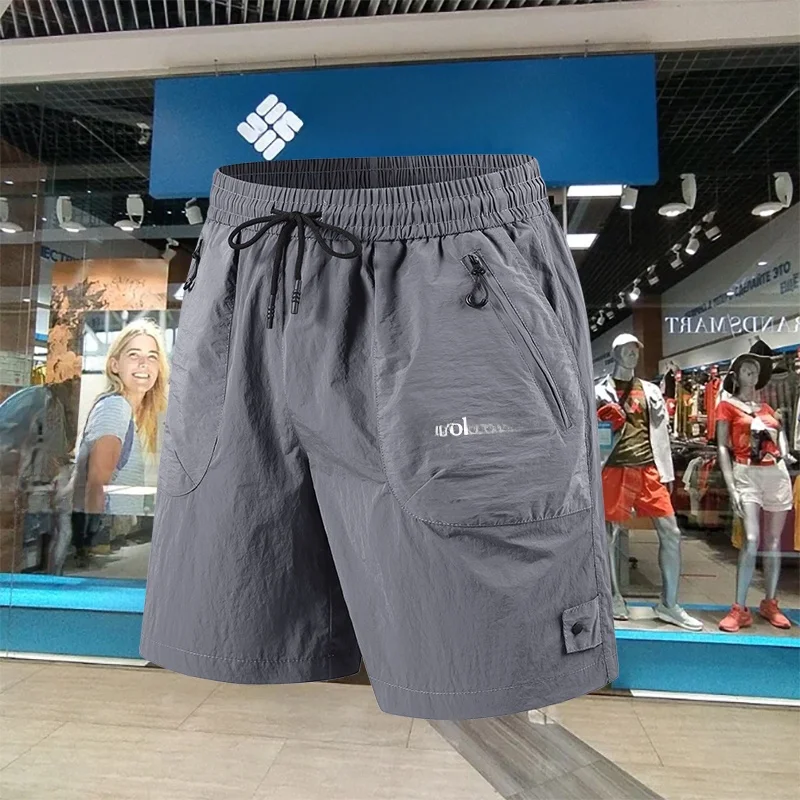 

Ice Silk Qui Dry orts Men's Summer Thin Casual Sports Five-Point Outdoor Beach Pants Loose Fit Faion Urban Sle PU Mat...