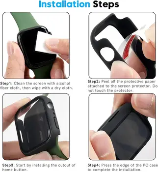 Sklo+kryt pro Apple Watch pouzdro 45mm/41mm/40mm/44mm/42mm/38 iWatch Series 4 5 6 SE 7 8 Ochranný kryt obrazovky pro Apple Watch příslušenství 6 nejlepší prodej displej Apple Watch Series 5 40mm - №3