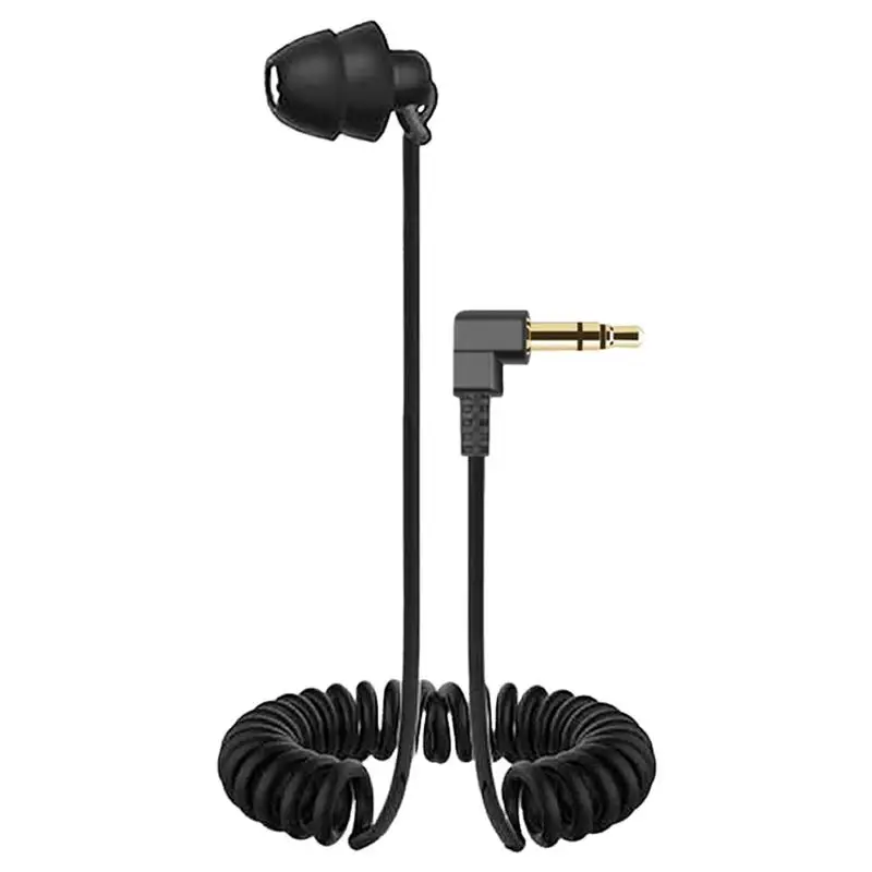 In Ear Single Earbud Colied Headset 3.5mm Headphone Single Side Earphone Noise-cancellation Ear Bud for One Ear