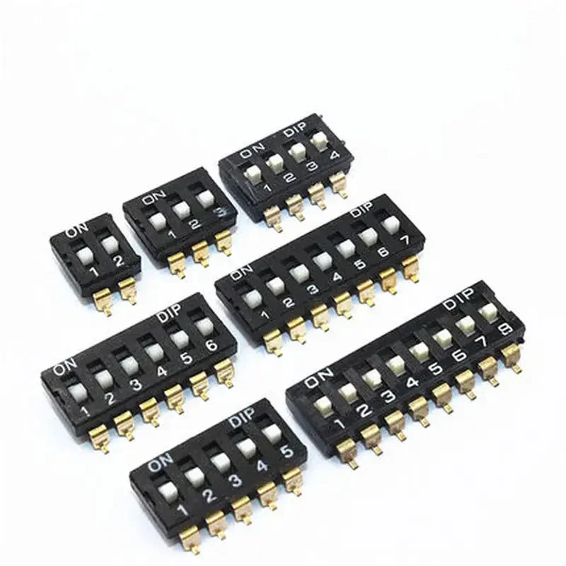 10pcs/lot 2.54 Patch DIP Switch Gold Plated Pin KM-01/2/3/4/5/6/8P/10P 2.54MM SMD