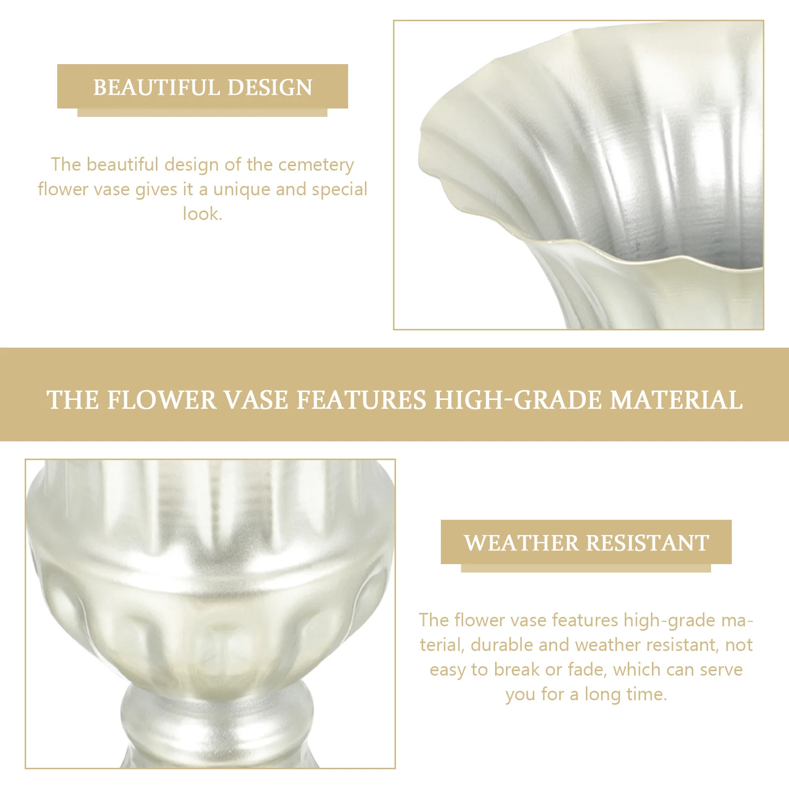 

2Pcs Cemetery Flower Vase Metal Graveyard Vase Weather Resistant for Grave Flowers Memorial Decoration Cemetery Flowerpot