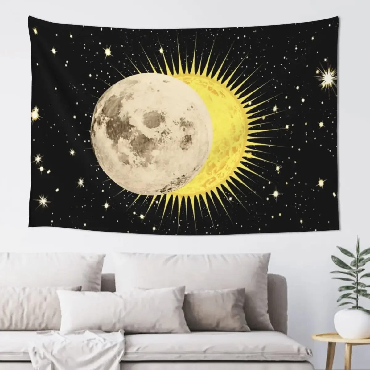 Imminent Eclipse / Sun Moon & Stars Space Astronomy Tapestry Room Decorations House Decor Decorative Wall Tapestry