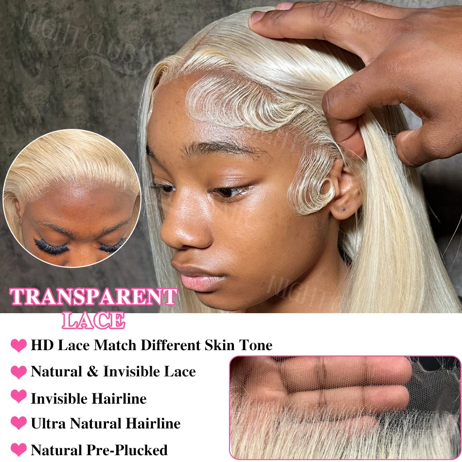 30 36 inch 13x4 13x6 613 Blonde Lace Front Human Hair Wig Bone Straight HD Transparent Pre Plucked Lace Frontal Wigs For Women