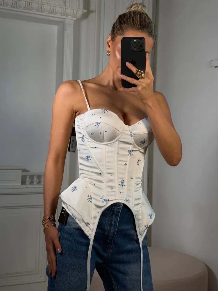 Sexy Print Fishbone Women's Vest Summer Chest Wrap Spaghetti Strap Sleeveless Backless Female Suspender Fashion Party Tank 2026