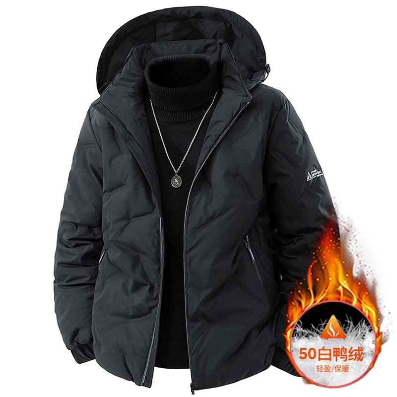 

White duck down jacket men's hooded trend 2025 new youth thickened warm jacket