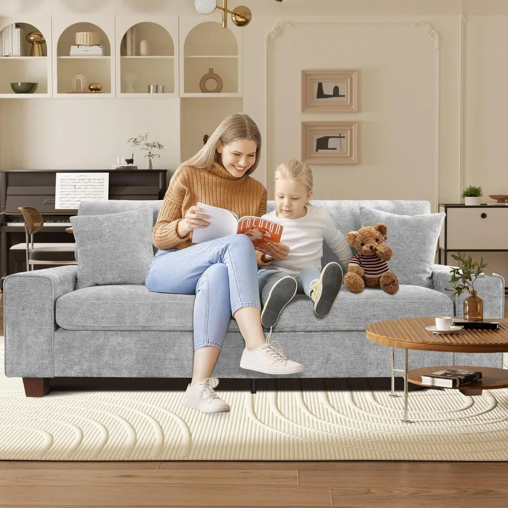 

71.25" Chenille Sofa Couch – 2-Seater Modern Loveseat with 2 Pillows, Armrest Design for Living Room Small Spaces