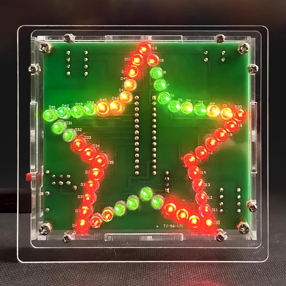 DIY LED Flow Light zestaw elektroniczny RGB kolorowy Pentagram DIY zestaw do ćwiczeń lutowniczych STC15W404S podwójny zasilacz DC4.5V-5V