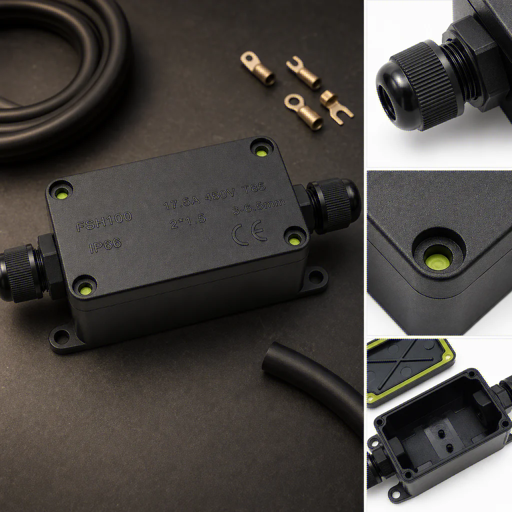 Outdoor IP66 Waterproof Junction Box 2-Way 3-Way Sealed Cable Connector Retardant 3mm-6.5mm Electrical Waterproof Box