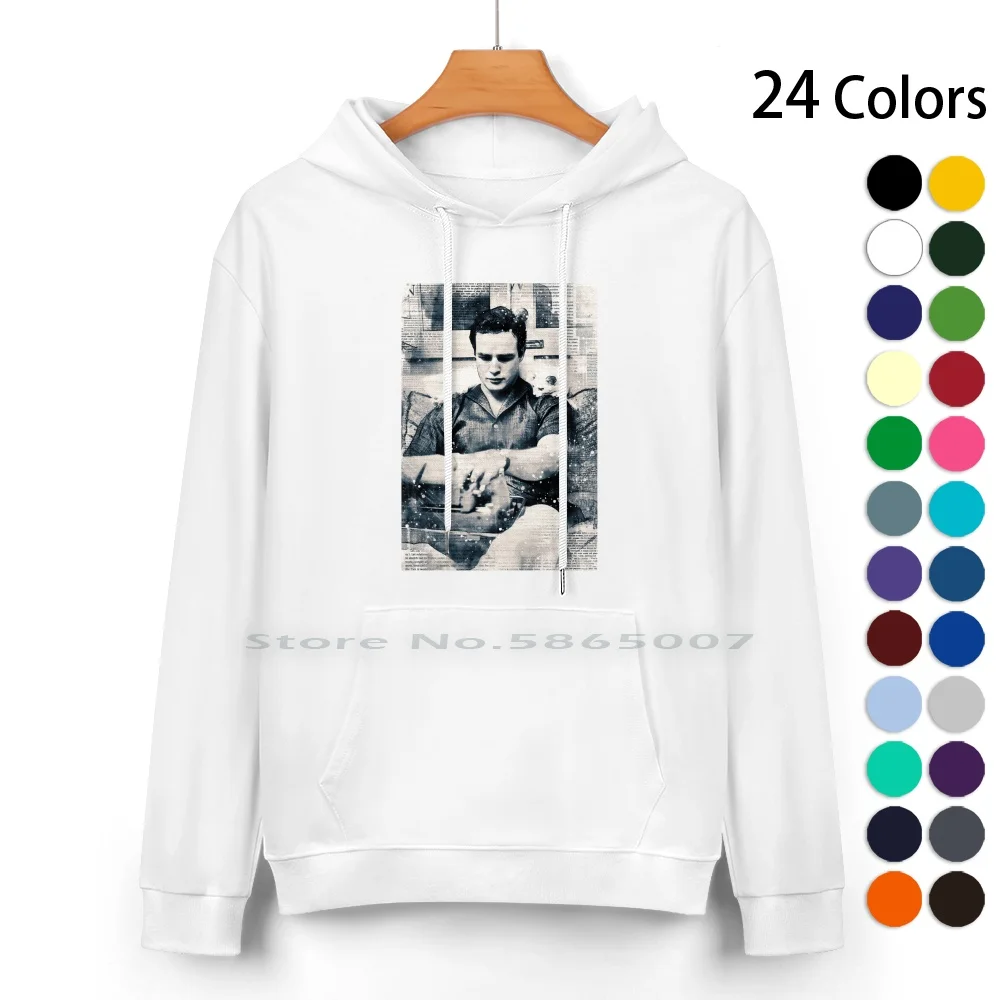 Vintage Retro Portrait Young Marlon Brando And A Cat Old Actor Pure Cotton Hoodie Sweater 24 Colors Vintage Retro Portrait