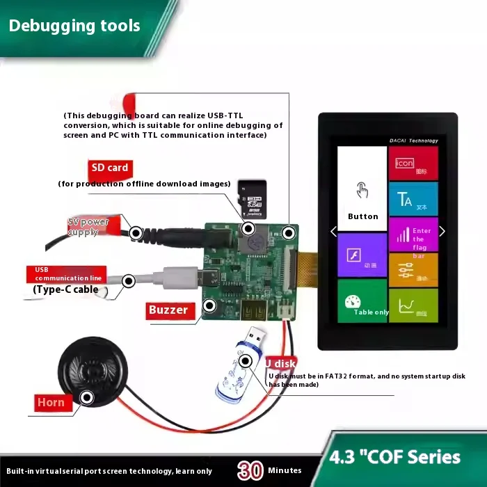 DACAI-Écran LCD IPS Ultra-Fin de 4.3 Pouces, exposée 480x800, Personnalisé, 5V, Qualité Médicale, Tactile, COF, TFT, Document Série