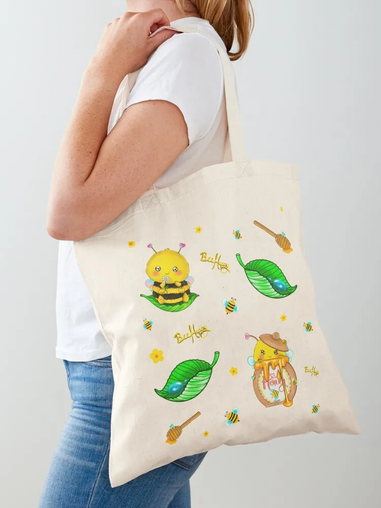 

BEE happy print Tote Bag sac pour femme canvas shopping bag Woman shopper bag Women's bags
