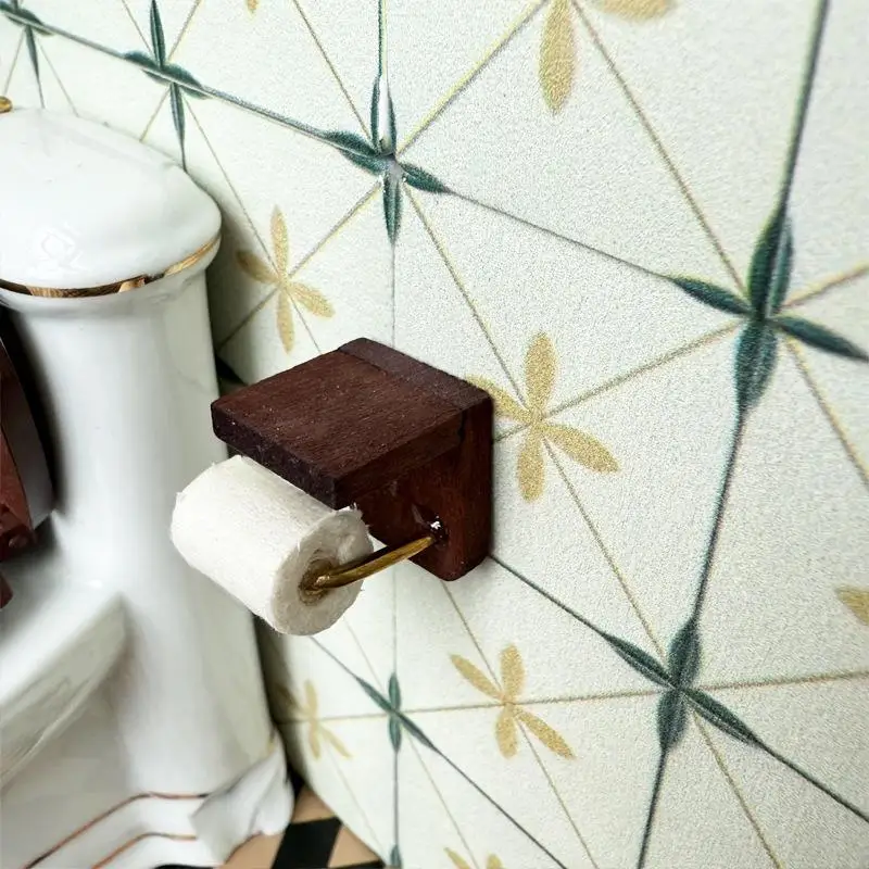 1:12 Dollhouse Mini BathroomTissue Holder-PaperTowelDispenser with RollableToiletPaper,BathroomScene for MiniatureDisplays