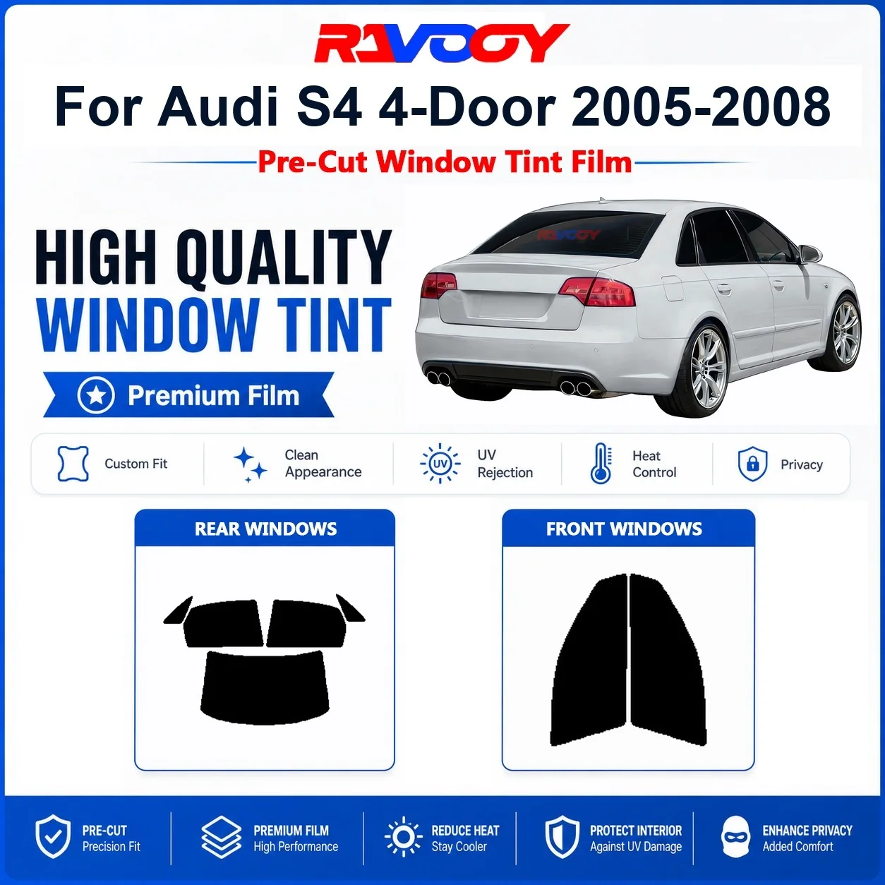 Película De Privacidad Para Ventanas Delanteras Y Traseras De Audi S4 De 4 Puertas 2005-2008, Precortada, Premium, Con Protección Uv Y Rechazo De Calor. — -53%, 28.16€ Coupon, from 23.99€ – 53% descuento – €23.99
