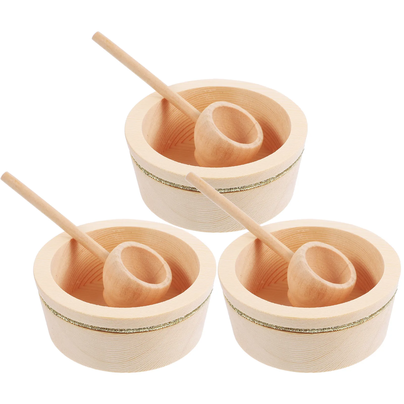 

Набор из 3 миниатюрных деревянных мисок и ложек: реалистичные принадлежности для кухни мини-домика, декор для ролевых игр