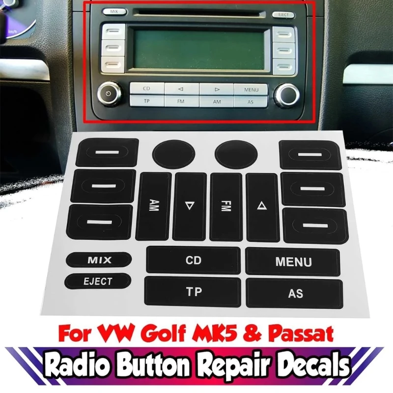 1set Radio Button Repair Sticker For Golf MK5 For Passat Radio Knobs Repair Sticker Worn Button Car Stickers Decals Replacement