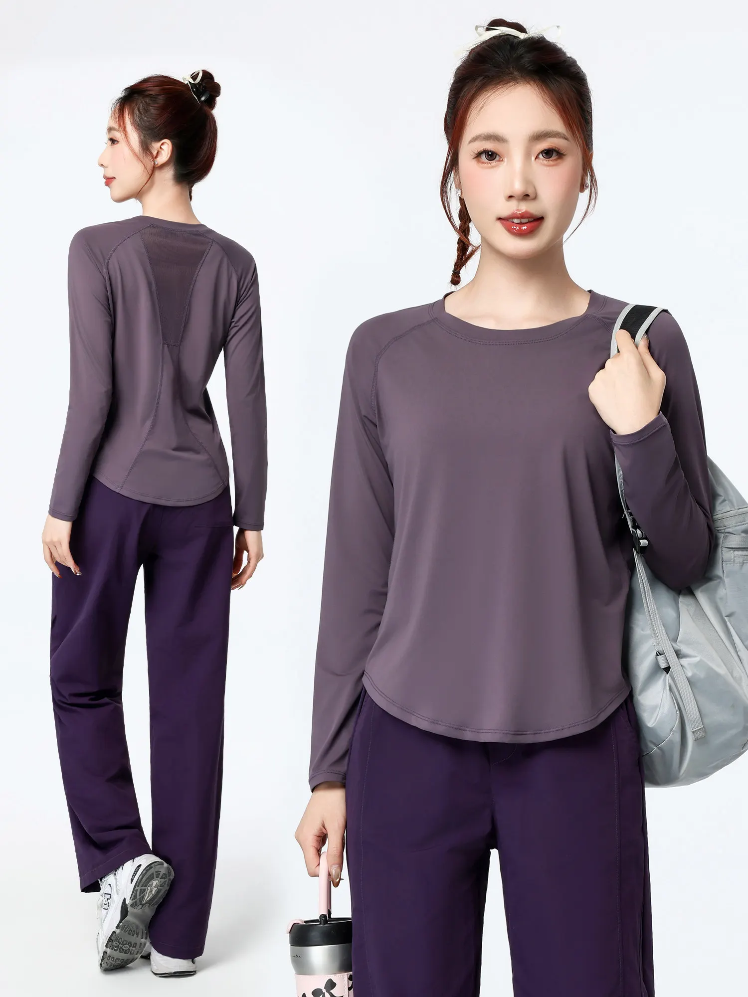 

Women's Running Sport Set Spring 2026 Fitn Qui Dry Loose Slimming Outdoor Mountain Climbing Hiking Training Long Sve