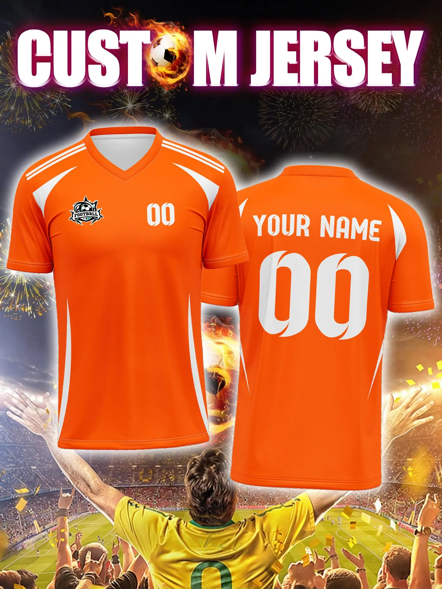 

Спортивная футболка с V-образным вырезом для взрослых и детей, с индивидуальным именем и номером, быстросохнущая, модная, с сублимационной печатью, 2026