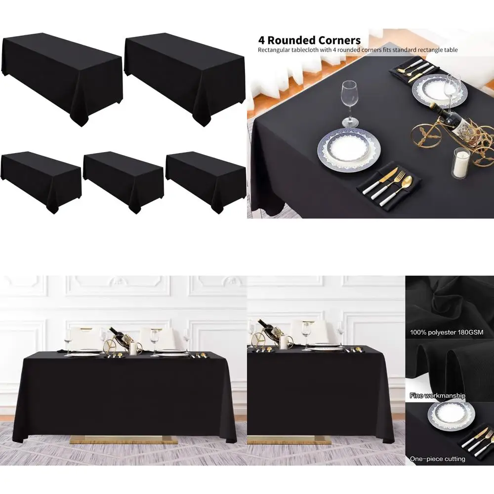 

Черная прямоугольная скатерть из полиэстера 90x156 дюймов для свадеб, банкетов, ресторанов, элегантных мероприятий