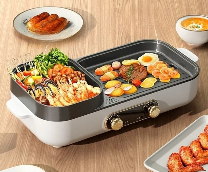 

Household hot pot barbecue shabu-roast integrated pot barbecue machine indoor oven two-in-one smokeless electric baking