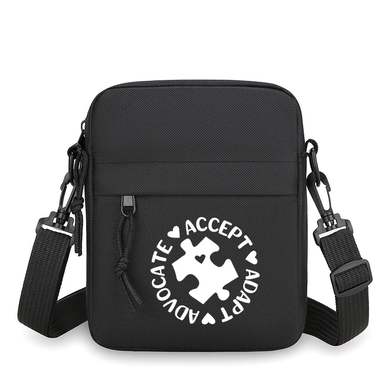 

Autism Theme Small Crossbody Bag for Women Men "Advocate Accept Adapt" Fashion Kids Shoulder Bag Casual Mobile Phone Bag Gifts