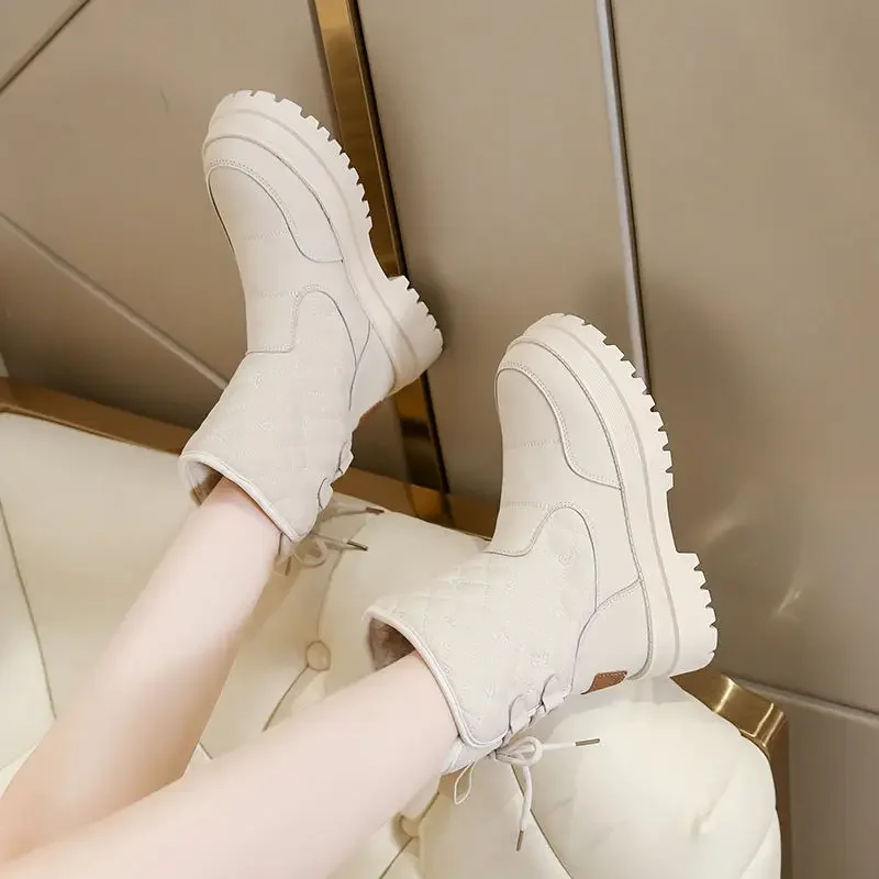 

Мягкие хлопковые женские зимние ботинки до середины икры в корейском стиле, тренд 2025, удобная и элегантная, высококачественная, распродажа Y2k, шикарная женская обувь