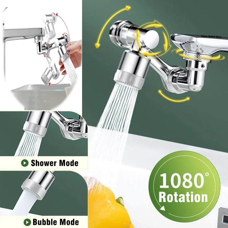 NEW 99% Universal 1080° Rotation Extender Faucet Aerator Robotic Arm Plastic Splash for Kitchen Washbasin Faucets Bubbler Nozzle