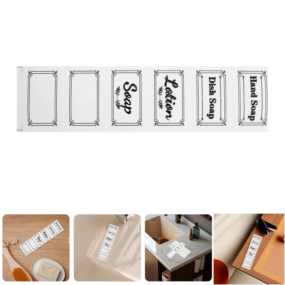 

12 Sheets Clear Bottle Labels Waterproof Dispenser Stickers Bathroom Soap Container Adhesive Transparent Decals Travel